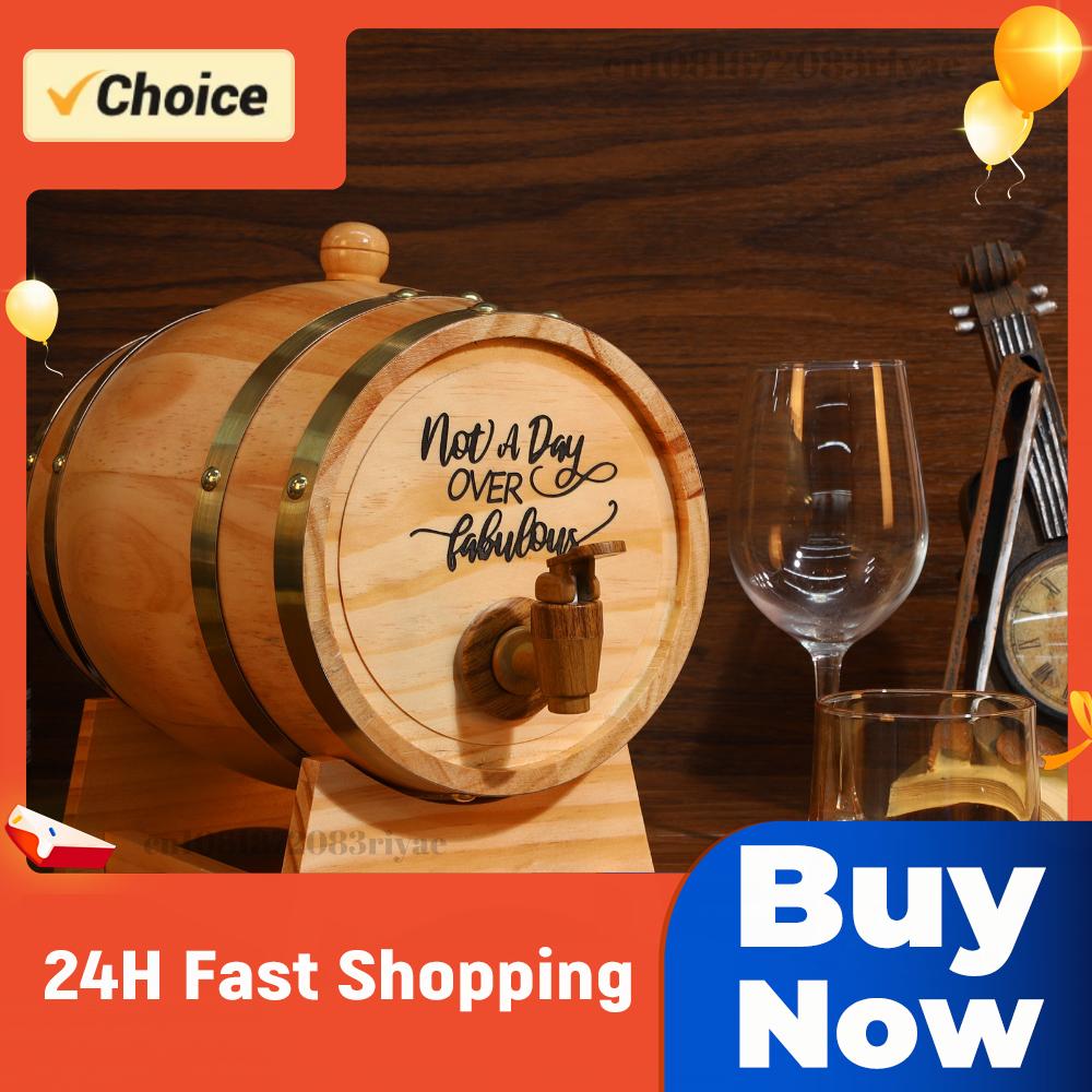 Wine Beer Tequila - 3L Graviertes Whiskeyfass mit Ständer, Verschluss
