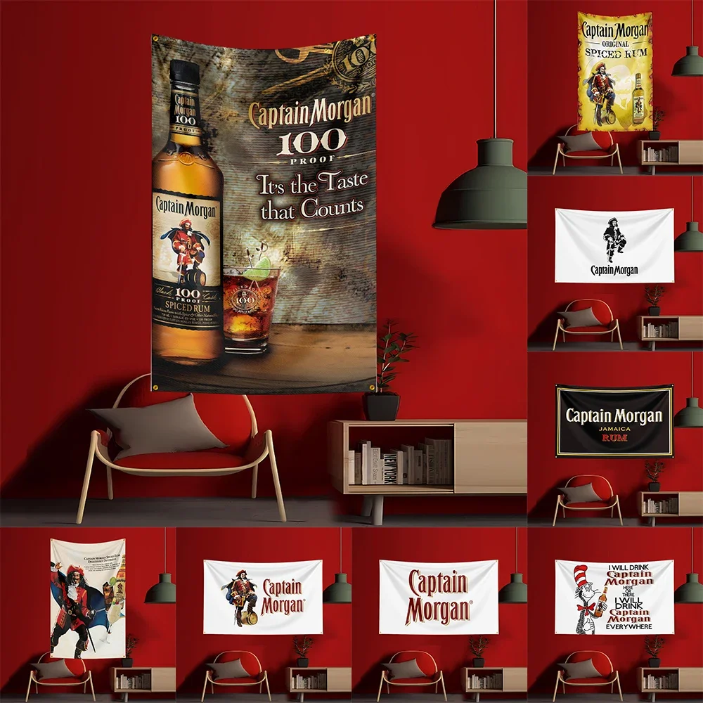 Wine Beer Garden - 90X150CM C-Captain Morgans Rum-Flagge aus Polyester,