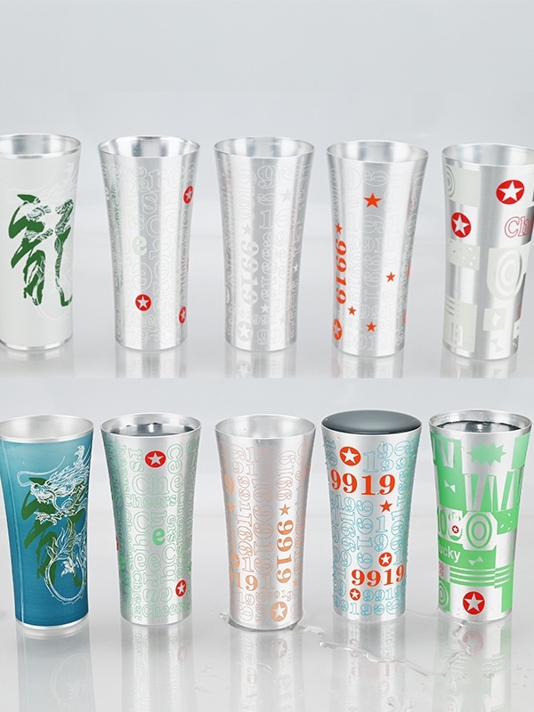 Wine Beer Coffee - Bar-Kaffee-Saft-Becher Farbwechselnder Aluminium-Bierbecher Lebensmittelechter Aluminium-Kaltgetränkebecher Kreatives