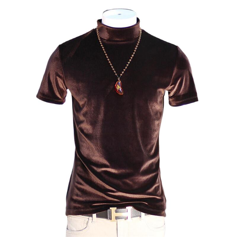 Wine Or Beer - Herren-Sommer-Rollkragenoberteil aus Samt, kurzärmeliges Velours-T-Shirt, erhältlich