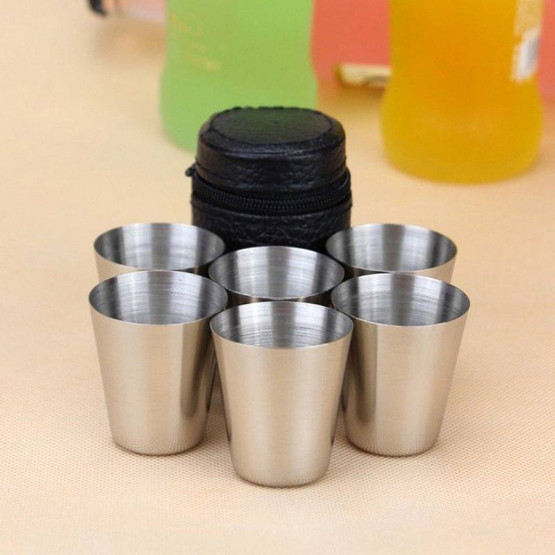 Wine Beer Glass Set - 4/6Pcs Edelstahl Tassen Mini Schnaps Glas