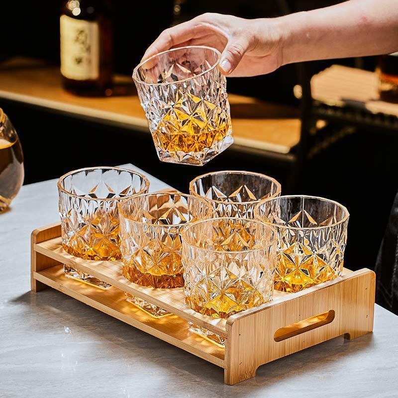Wine Beer Glass Set - Retro Geschnitzter Glas-Whiskey-Weinbecher für den Heimgebrauch,