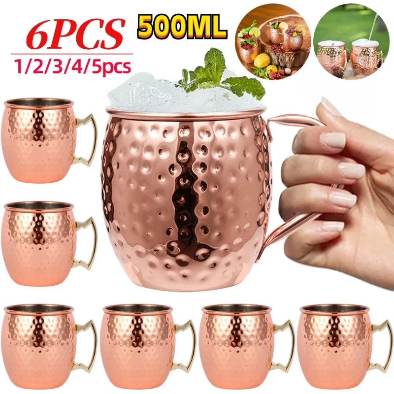 Wine Beer Coffee - 1-6 Stück Cocktail-Weingläser Moscow Mule Becher