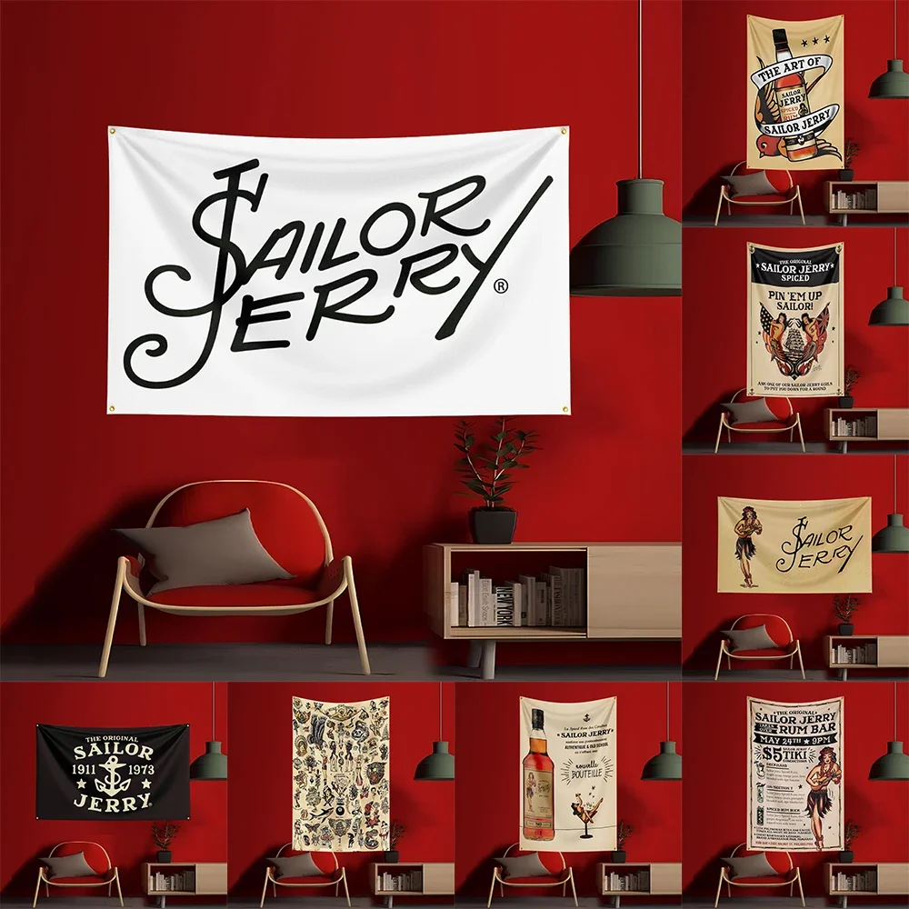 Wine Beer Garden - 90X150CM S-Sailor Jerrys Rum-Flagge aus Polyester,