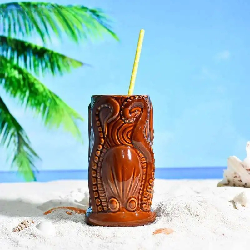 Wine Beer Mixed Drinks - TIKI Bar Cocktailbecher Hawaii Tropic Beach