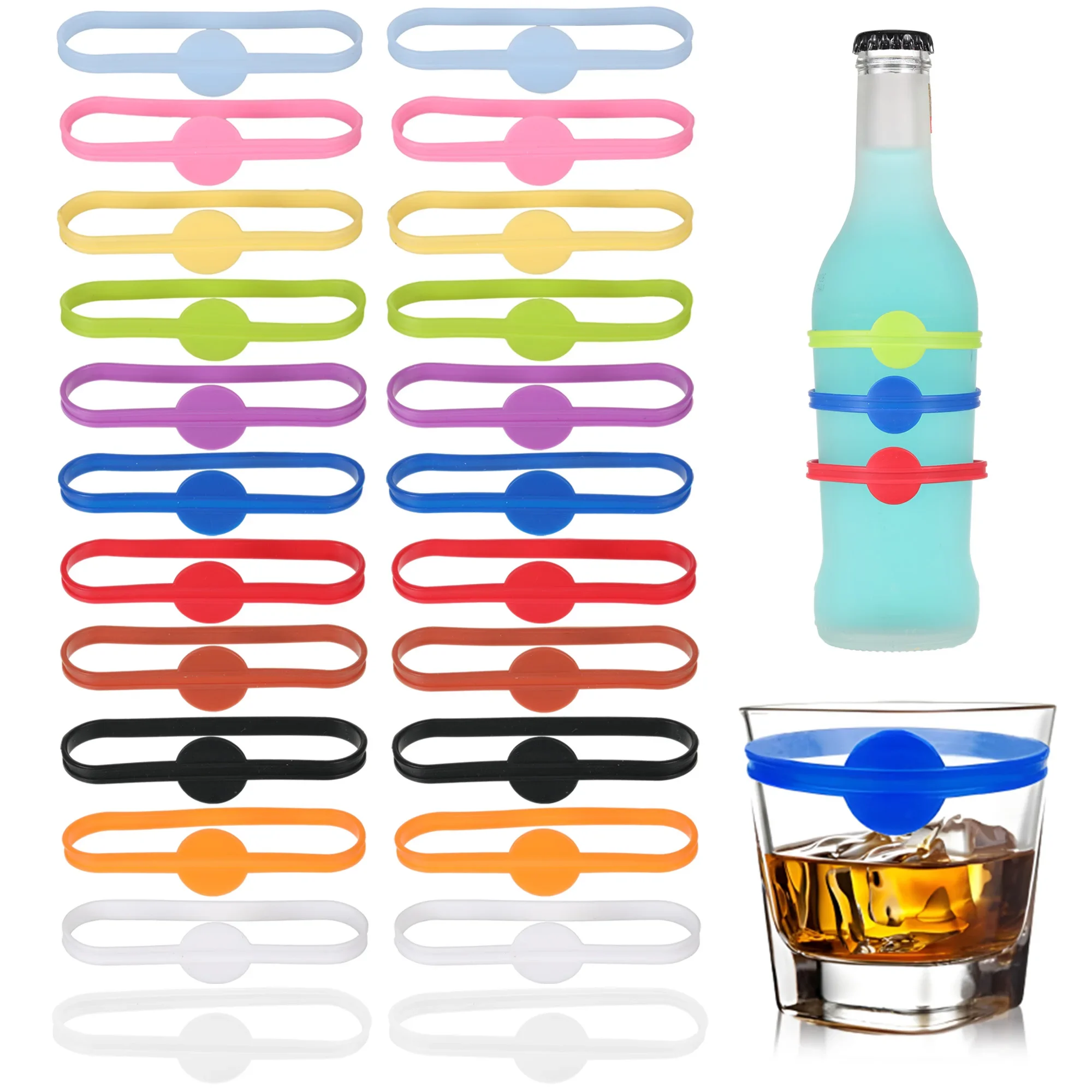Wine Or Beer - 24-teiliges Trinkmarker-Set für Weinetiketten, Gläser, Lebensmittelqualität,