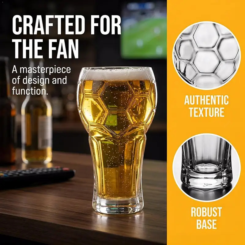 Wine Beer Tequila - 1/2 Stück 600ML Fußball-Bierglas, Kreatives Weizenweinglas